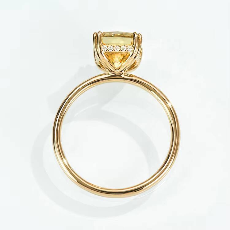 Goldjewelry Factory Wholesale Radiant Cut Good Fire Quality Yellow Moissanite Diamond Stone Rings Women Engagement for Womens
