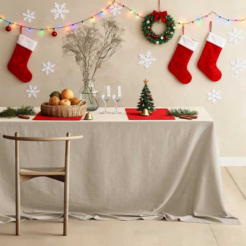 Christmas Plain Texture Tablecloth Suitable for Living Room Dining Room Party Home Decoration 1PC H251211