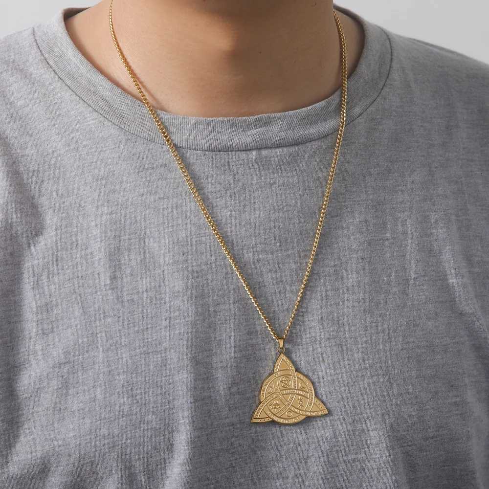 Dawapara Triple Moon Goddess Triquetra Necklace Trinity Knot Pendant Irish Amulet Wiccan Witchcraft Jewelry Stainless Steel M251211