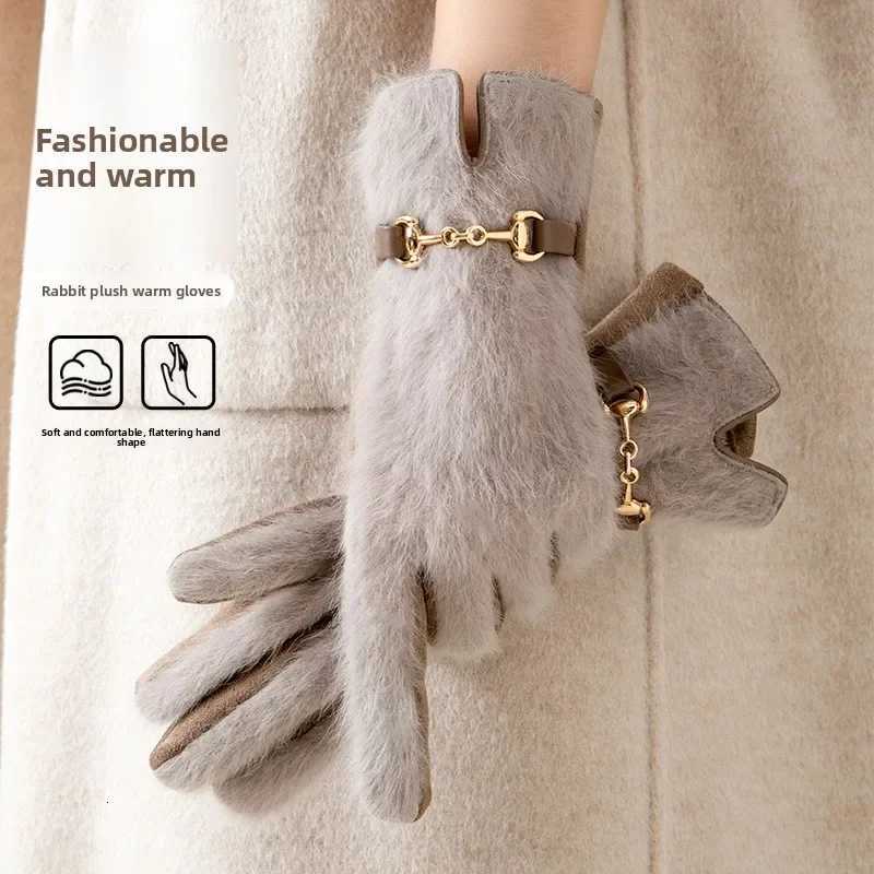 Rabbit fur winter warm gs - wens thicke riding fur-cuff cold-proof outdoor windproof touchscreen gs Y251210