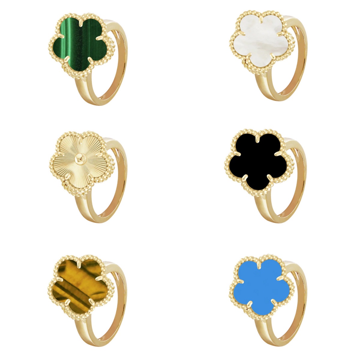 2025 High quality gold designer diamond ring rings designer for women engagement men love ring rings New Ladies Ring Luxury Four-leaf flower ring Jewelry Wedding gift