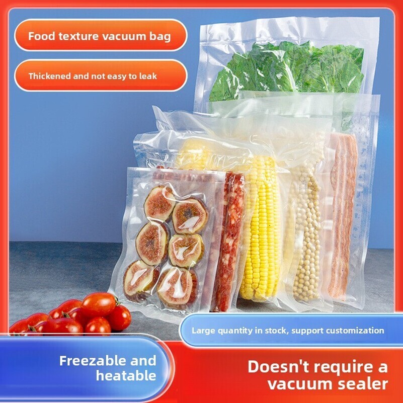 Manufacturer Thickened Textured Vacuum Food Household Air Extraction Compression Fresh-keeping Zongzi Sealing Nylon Packaging Bags Wholesale