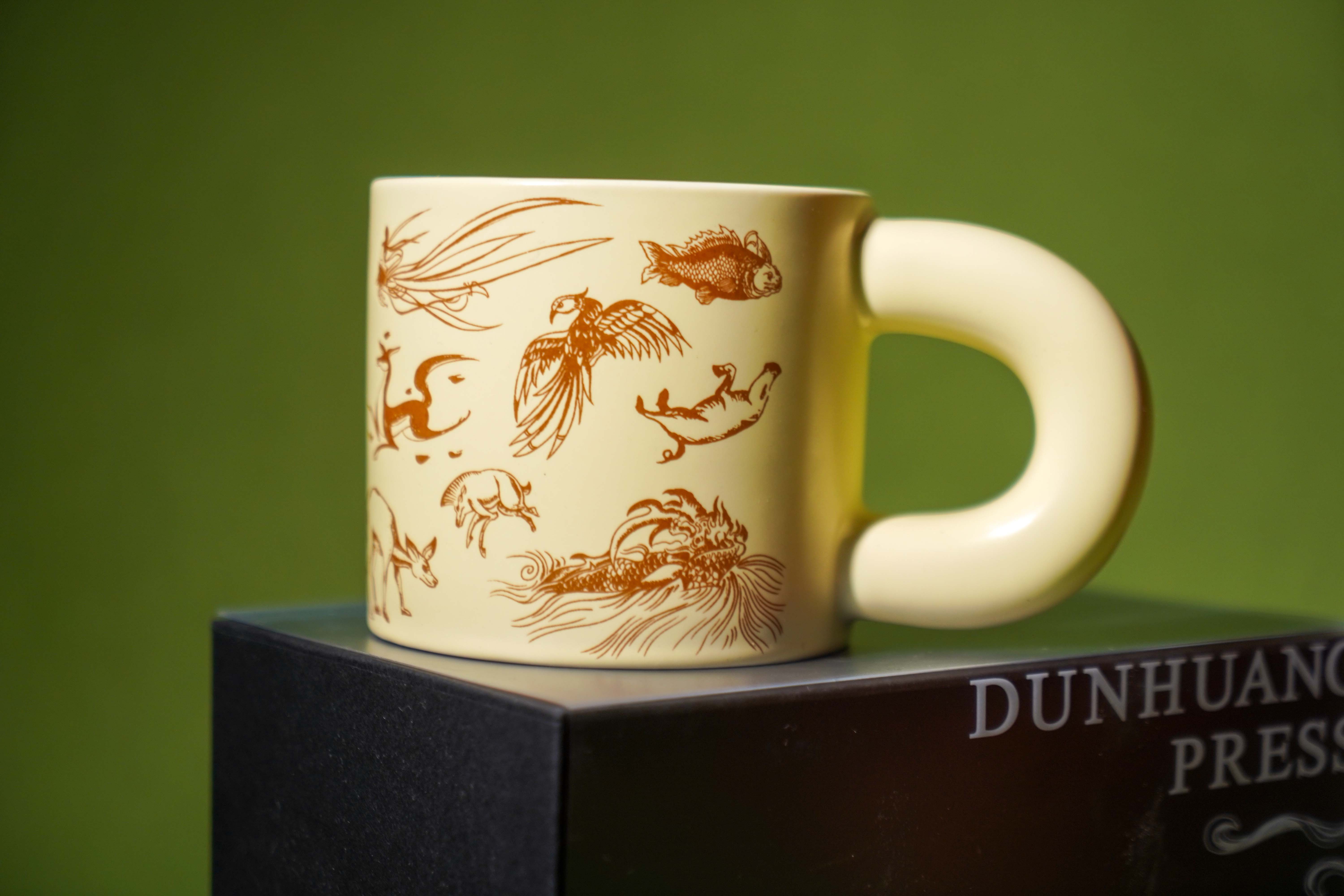 Dunhuang Seal Engraved Mug Handcrafted Ceramic Cup with Unique Art Stamp Gift Box for Daily Use & Souvenir