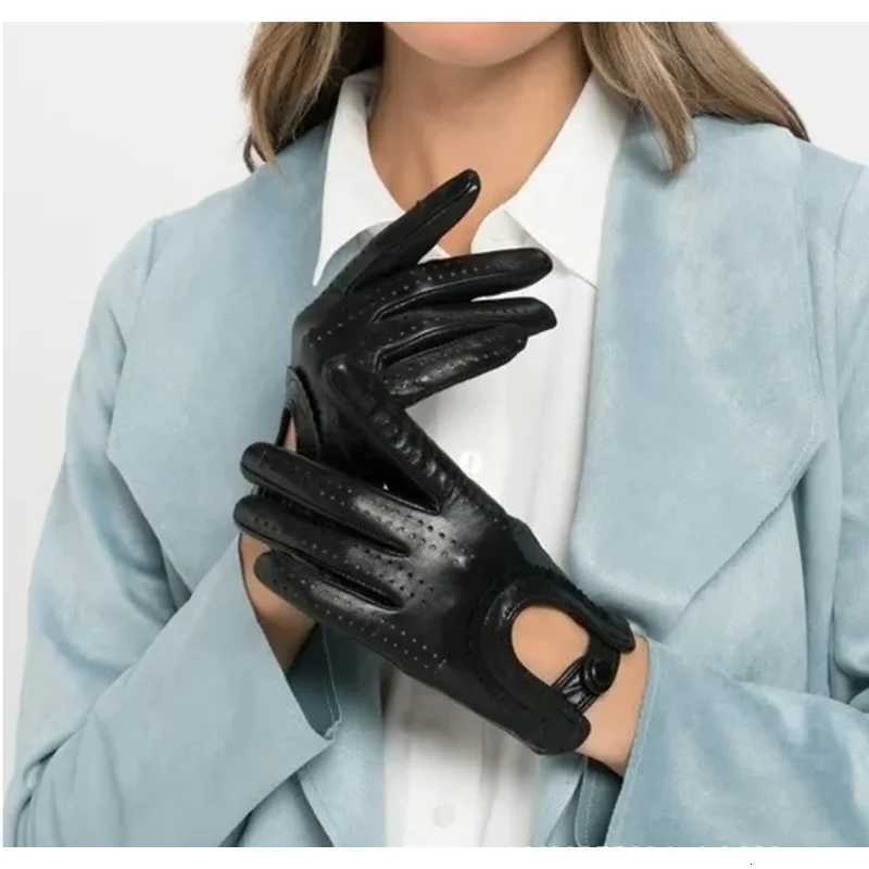 Women Genuine Leather Sheepskin Gloves Breathable thin Outdoor Cycling Driving Motorcycle Gloves spring Summer Lady Y251211