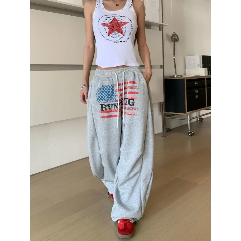 Letter American print n elastic waist casual wide-leg pants women versatile sports skateboard basketball Sweatpants Z260314