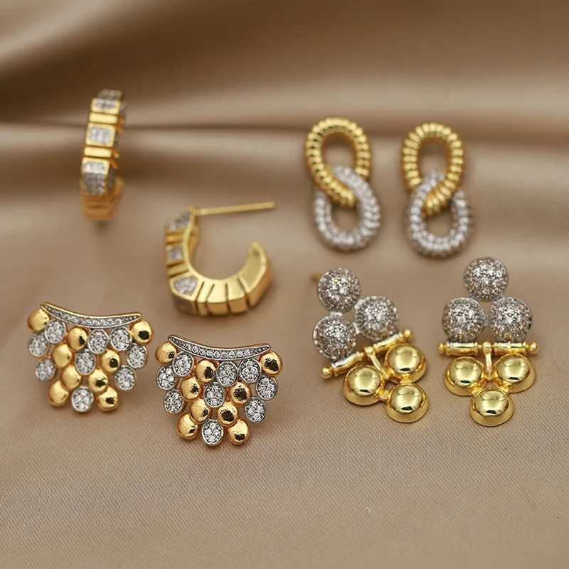 New Sight Design Crystal Beads Stud Earrings for Wen Fashion Brand Jewelry Metal Zirconia Delicate Earrings Y251210