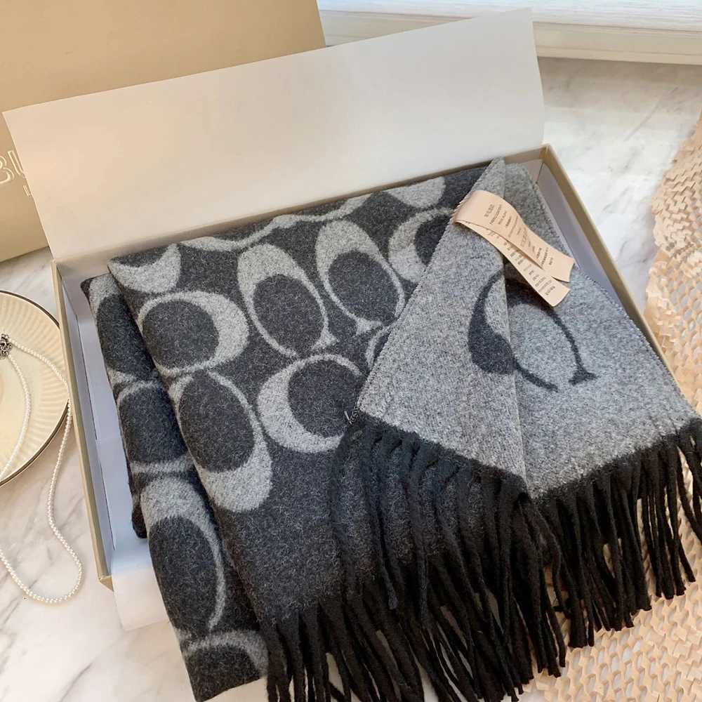 Elegant Letter Soft Wool Faux Cashmere Ski Hiking Scarf Women Winter Warm Long Shawl Cape Double Sides Neckerchief Y251211