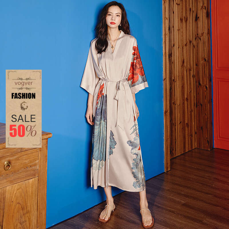 Pajamas for Women Designer Luxury 2026 Satin Chiffon Nightgown for Women, Summer Plus Size Ice Silk Robe, Bathrobe, Loungewear Casual and Comfortable