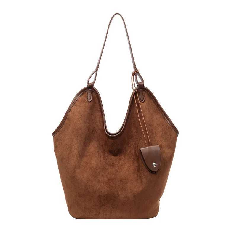 Large Capacity Suede Shoder Bag Wens Casual Cmute Tote Bag Soft Surface Single Shoder Bag Loose Feeling Purse Y251211