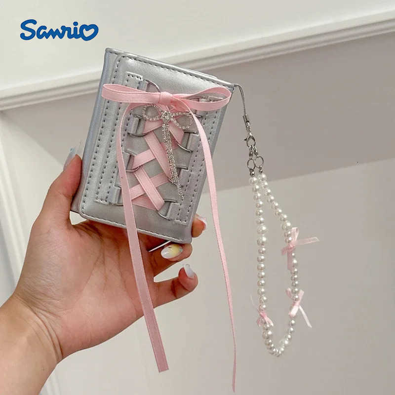 Sanrio Silver Sweet Wallets for Women Y2k Strap-on Designer Original Fashion Short Coin Purse Korean Style Casual New Cute Wallet Purse H251211