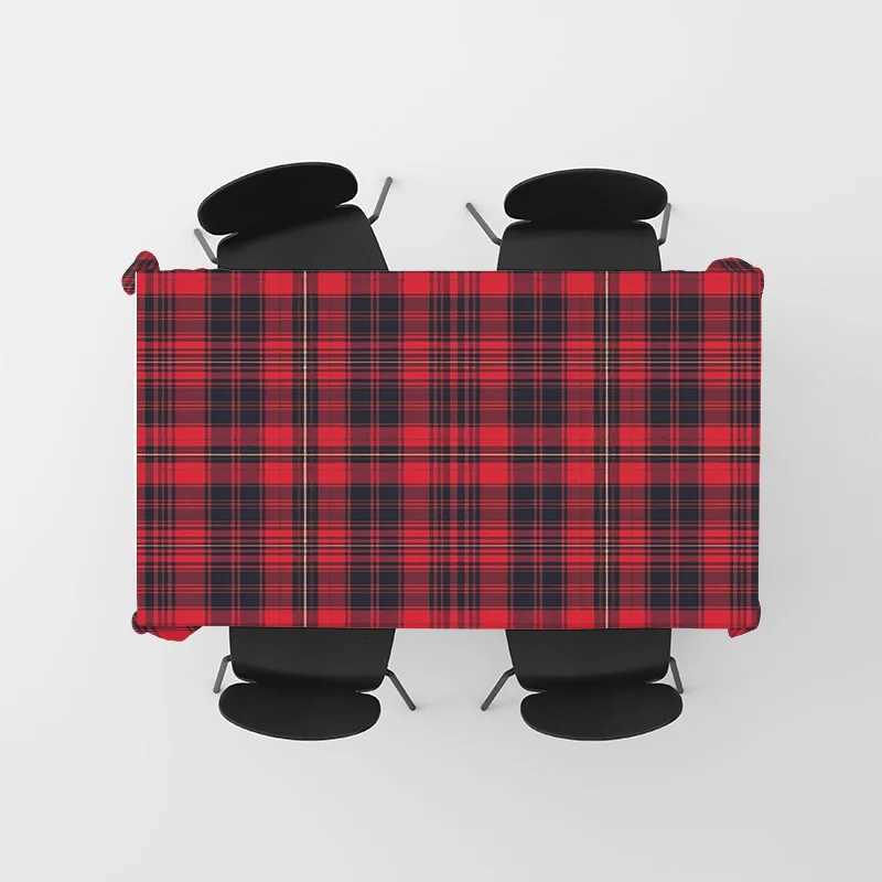 Modern Home Plaid Tablecloth Elegant Red Black Checkered Dining Cover for Kitchen Decor Made from 100 Cotton Fabric with Anti-W H251211
