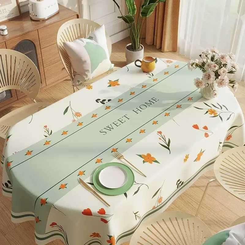 Oval Rectangular Universal Table Waterproof Tablecloth Green Oil Proof Pvc Table Cover Dining Table Cover Coffee Shop Decor H251211
