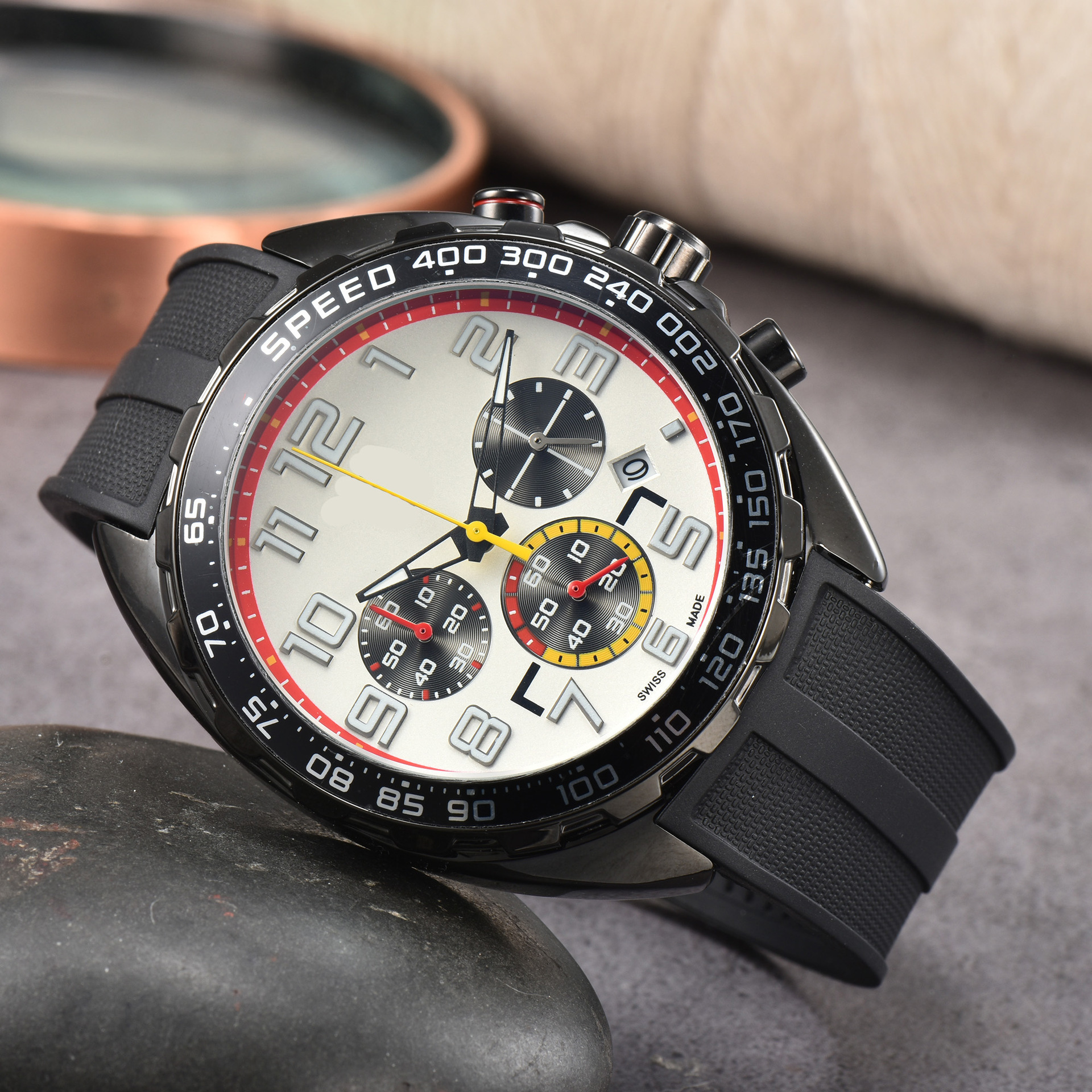 New Fashion high-quality men's tape steel band 6-pin TA quartz watch multi-functional watch manufacturer direct sale