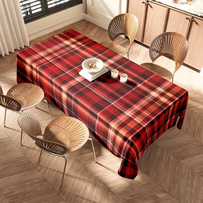 Modern Plaid Tablecloth Red Checkered Plaid Table Cover Washable Polyester Kitchen Dining Decoration Home Textiles 160X230cm G87 H251211