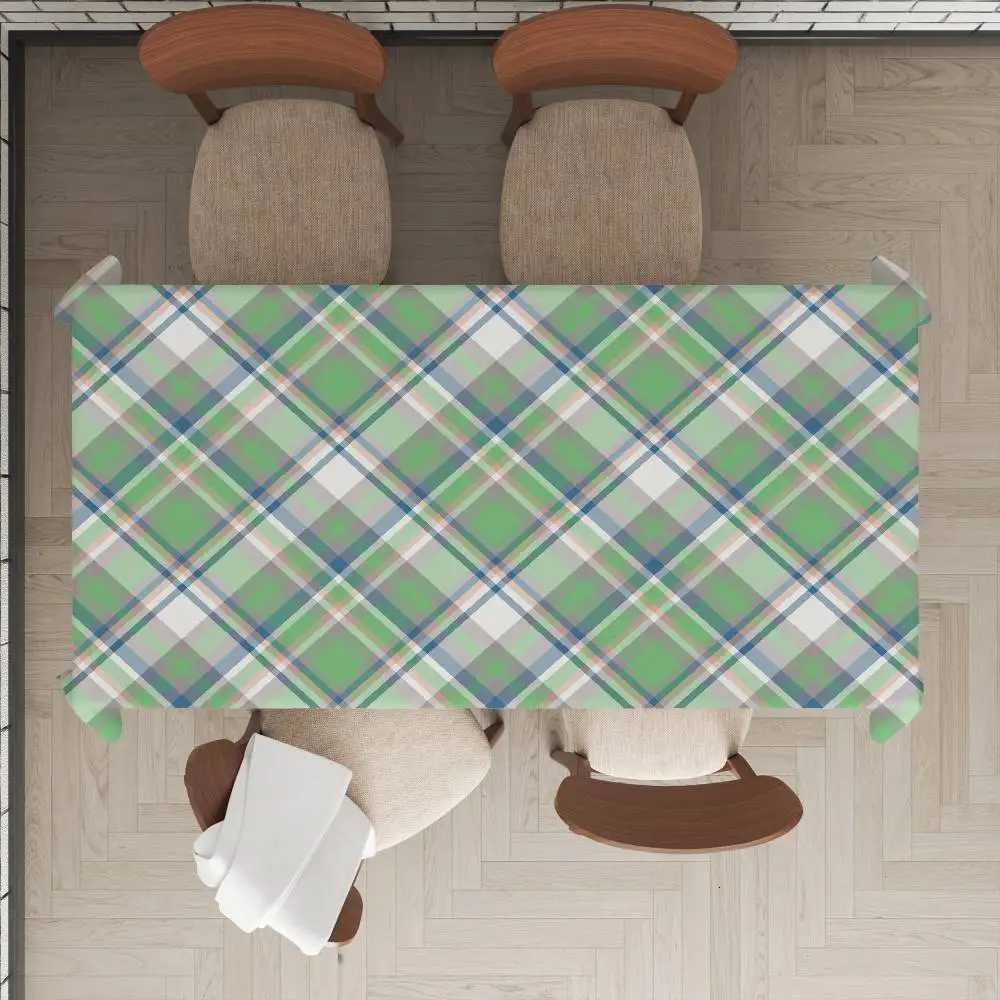 Tartan Print Durable Rectangle Tablecloth - Scratch-Resistant For Restaurants Cafs Service H251211