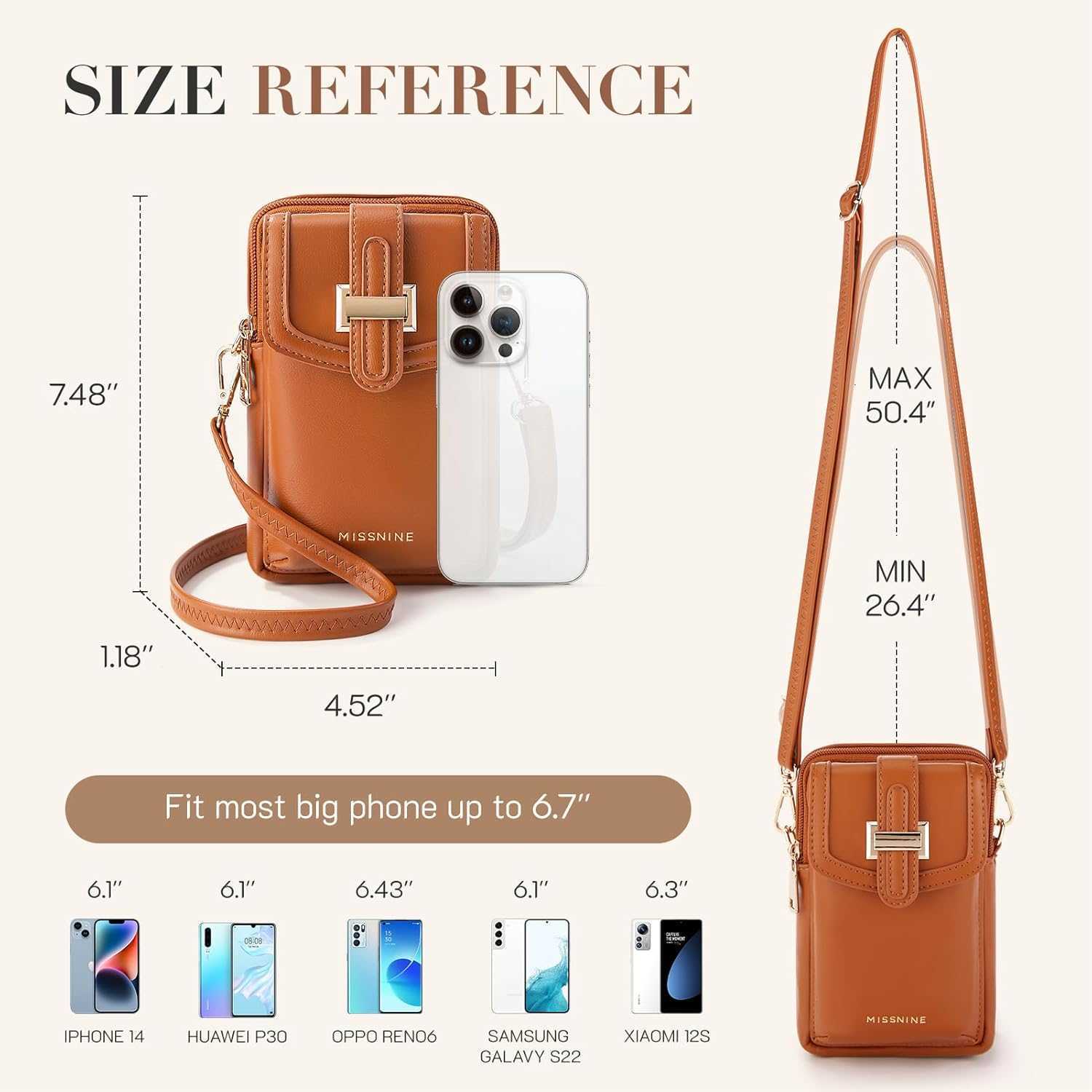 Crossbody Bags for Women Vegan Leather Cell Phone Purses Trendy RFID Wallet Purses with Adjustable StrapM251211