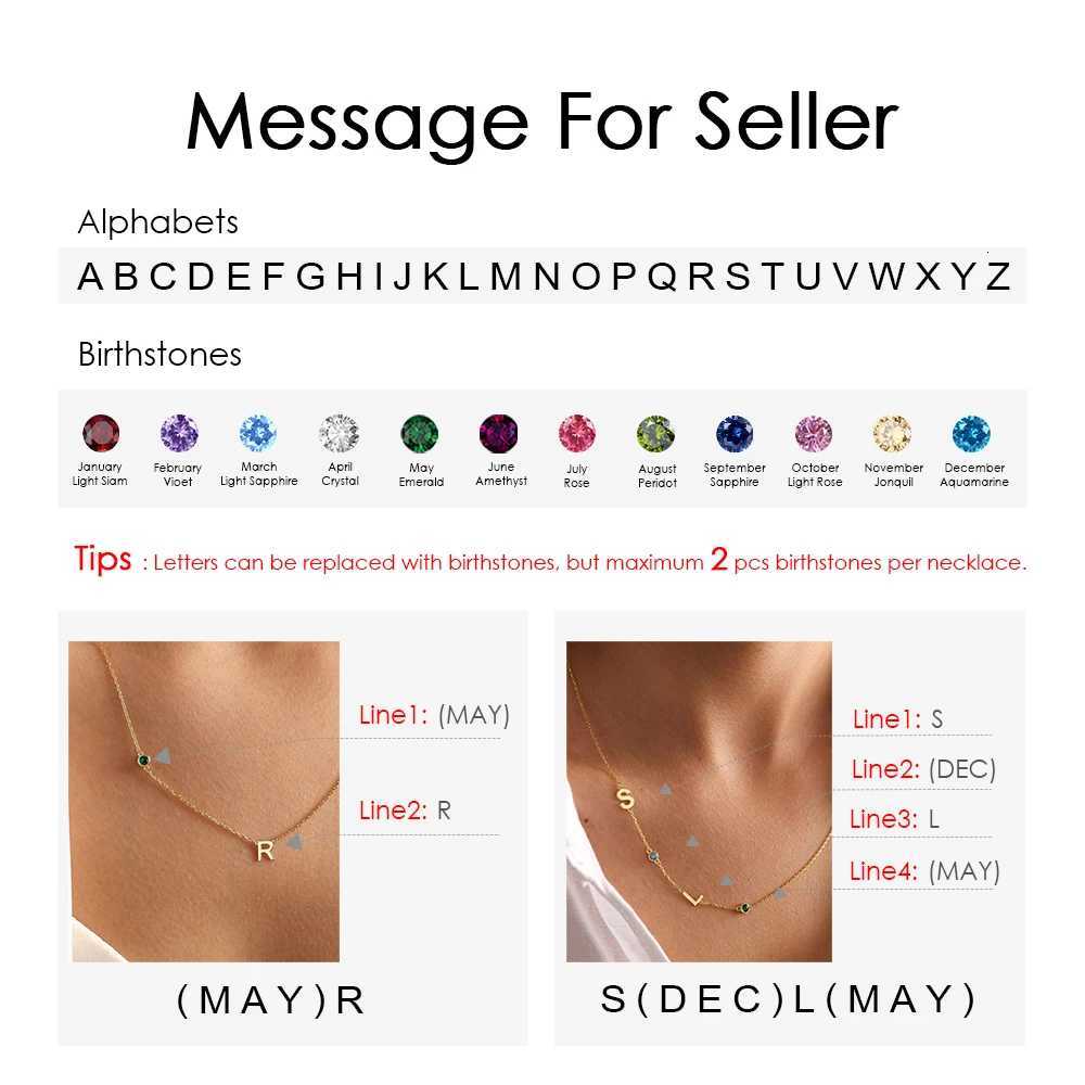 Birthstone Name Customized Necklace 26 Letter Side Stainless Steel Pendant Necklace for Women Birthday Gift Jewelry Wholesale M251211