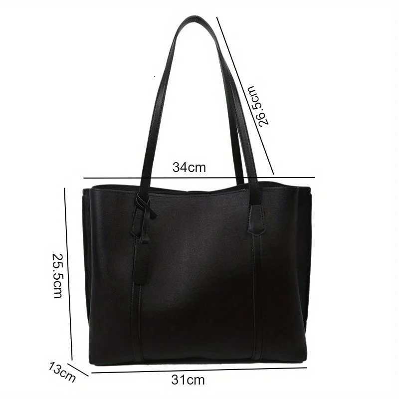 New Trend Solid Color PU Leather Underarm Bag Simple Wen Large Capacity Bag Shopping Travel Elegant Unisex Tote Bags Y251211