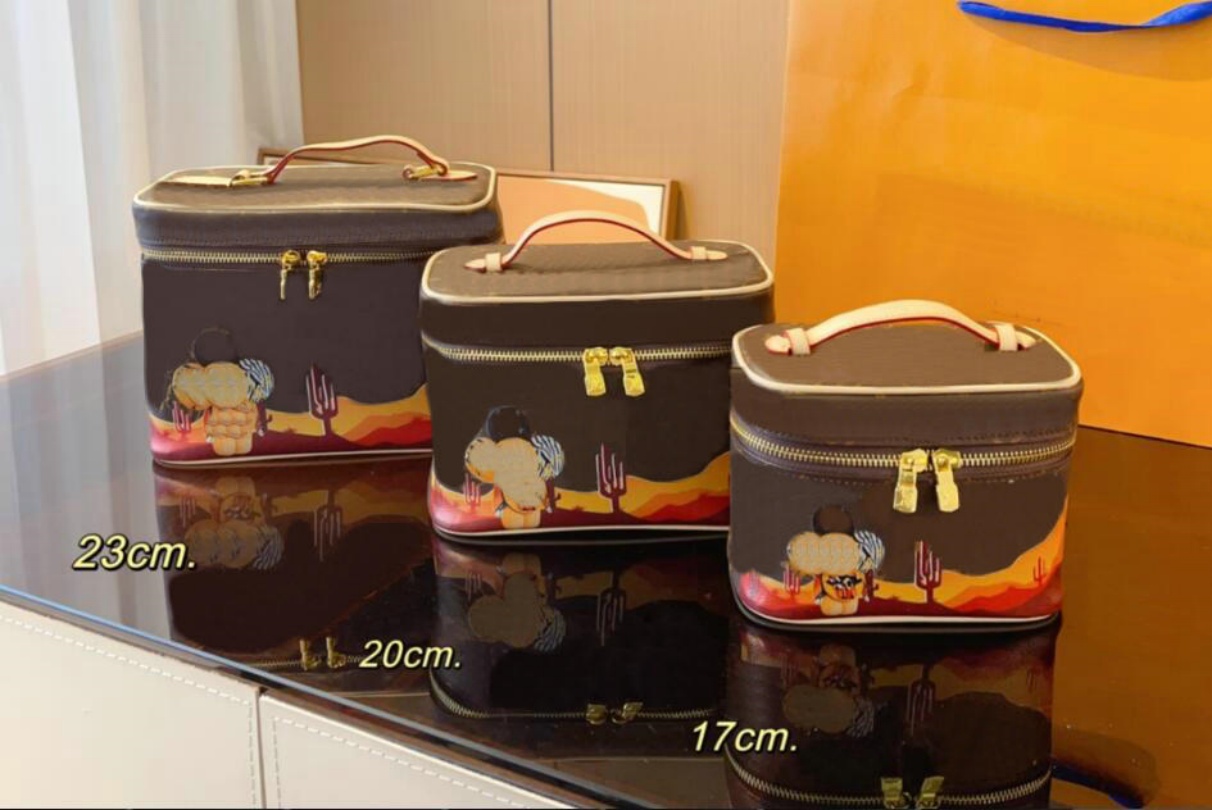 designer cosmetic box handbags Bags with lock makeup case lady Bucket bag classic make up Trunk leather women vanity shoulder Tote handbag purse