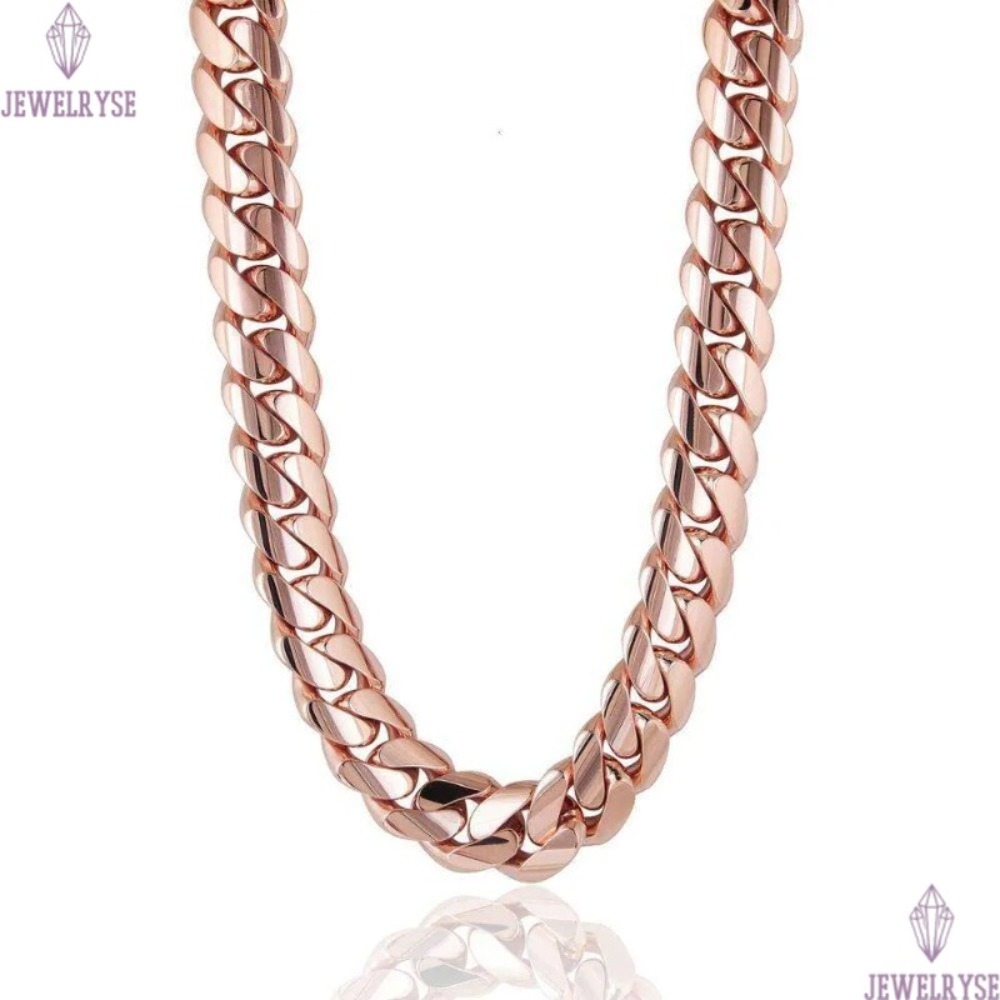 Necklace necklace moissanite chain Wholesale Stainless Steel Mens Cuban Link Chain Necklace 14k Rose Gold Thick Miami Cuban Chain