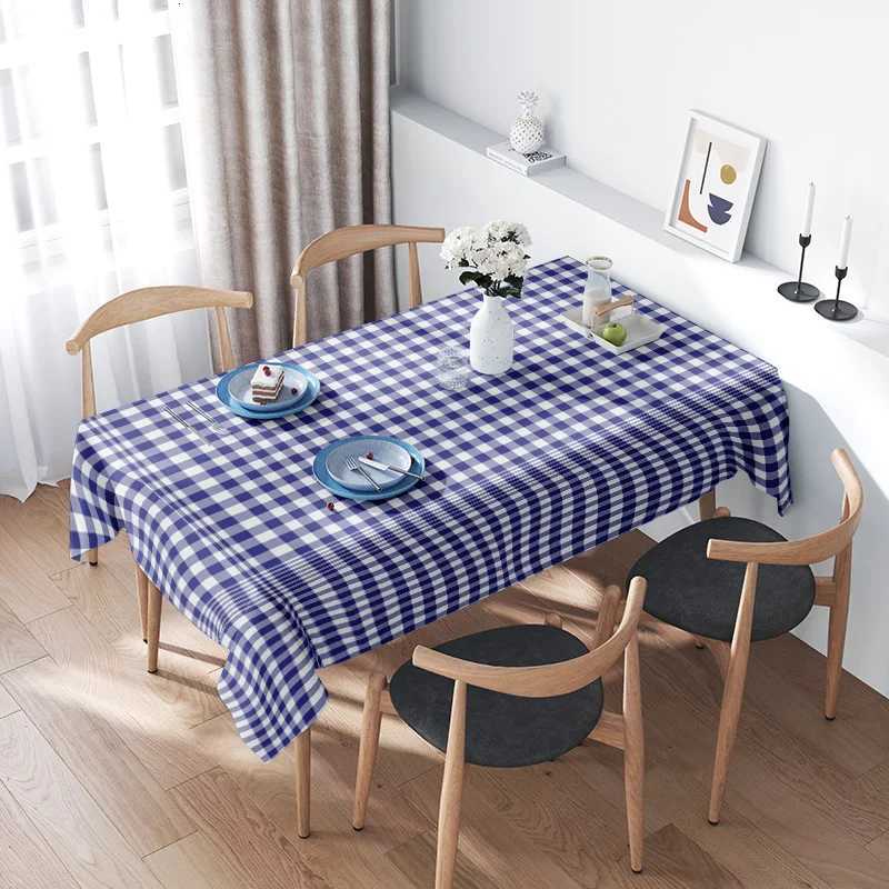ic Checkered Tablecloth - Premium Quty Blue Gingham Fabric for Dining Room Decorations Reversible Plaid Cover All Sizes H251211