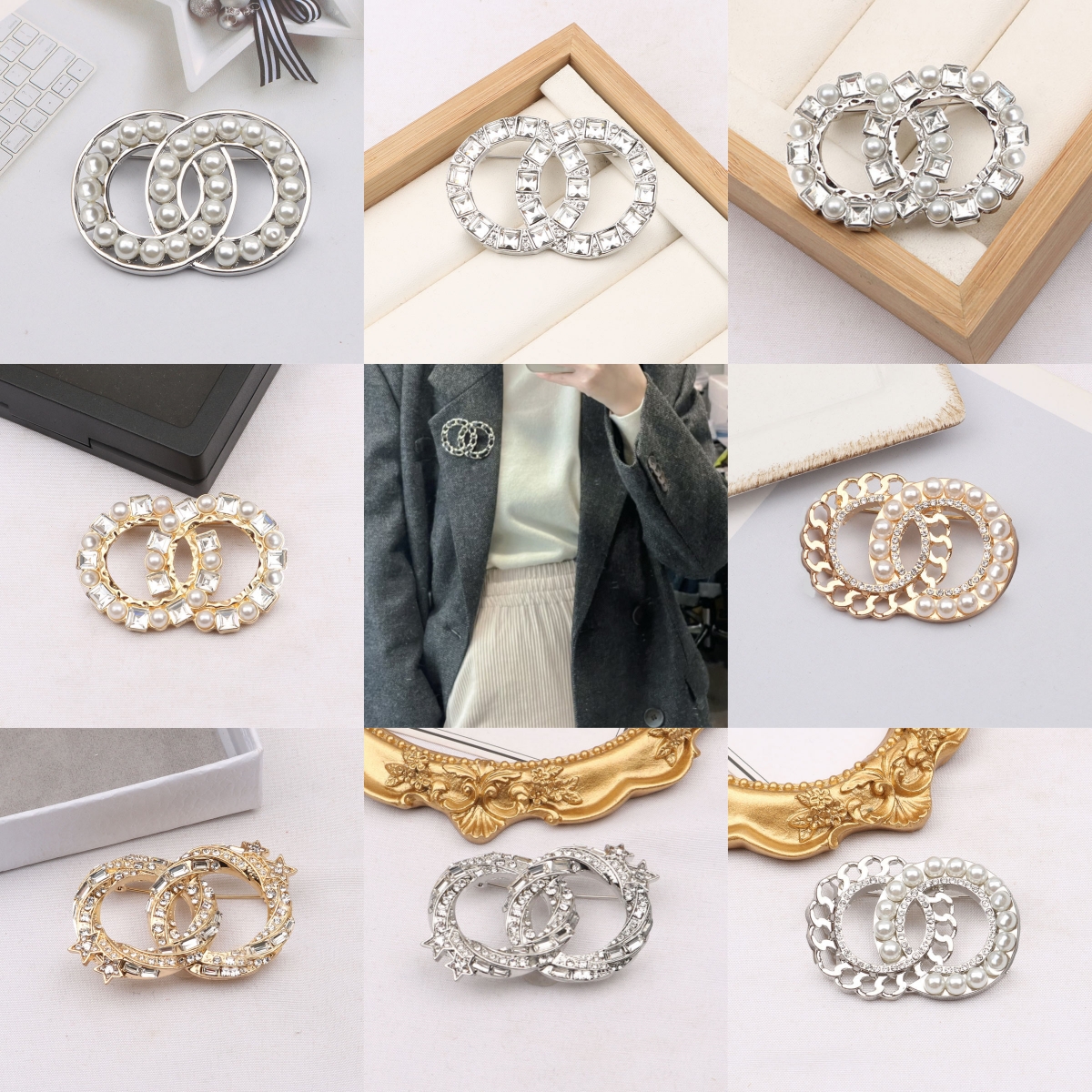 Women Vintage Brooch Star Irregularity Rhinestone Crystal Letter Metal Broochs Suit Laple Pin Fashion Women Gifts Designer Jewelry Accessories