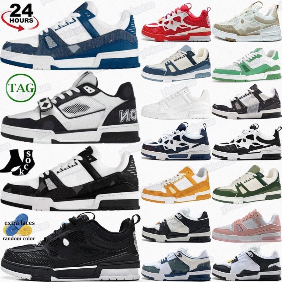 designer skate shoes sneaker Trainer sneakers mens shoe Black Triple Embossed Denim Blue Denim Red Green White Marine Beige5qMz#