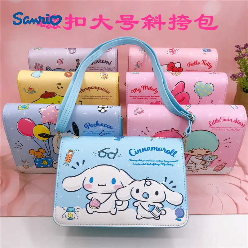 Sanrio Girls Purse Waterproof PU Leather Hello Kitty Kuromi Crossbody Shoulder Bag Square Travel Storage Message Case H251211