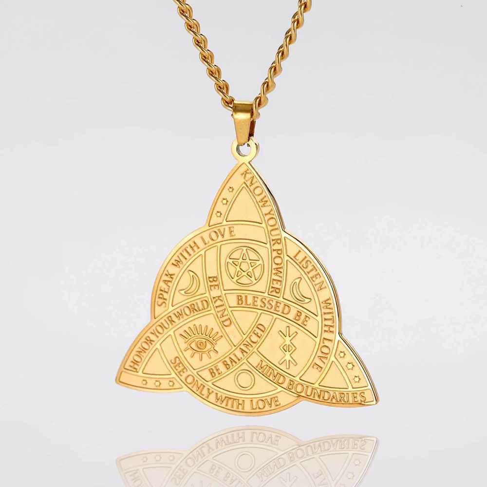 Dawapara Triple Moon Goddess Triquetra Necklace Trinity Knot Pendant Irish Amulet Wiccan Witchcraft Jewelry Stainless Steel M251211