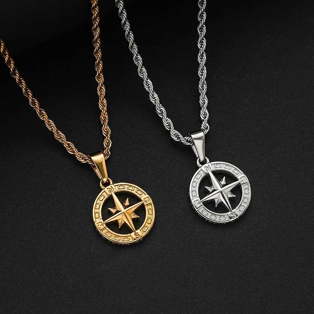 Waterproof Compass Necklace for Men BoysFashion Stainless Steel North Star Round PendantGraduation Gift for Son Brother BBF M251211