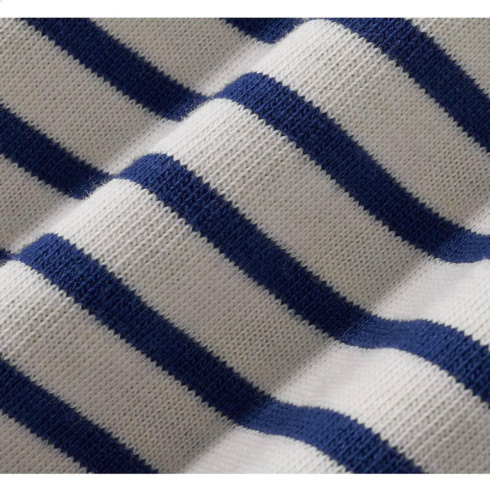Winter Blue White Striped Long Sleeve T Shirt Men Japanese Retro Heavy Weight Cotton Casual Tops Lovers Shirt Streetwear 251211