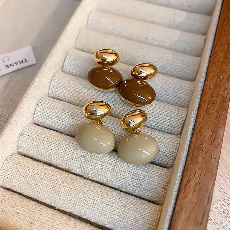 Vintage Metal Enamel Drip Oil Oval Dangle Earrings For Wen Elegant Coffee Color Two Ways To Wear Earrings Jewelry Gifts Y251210