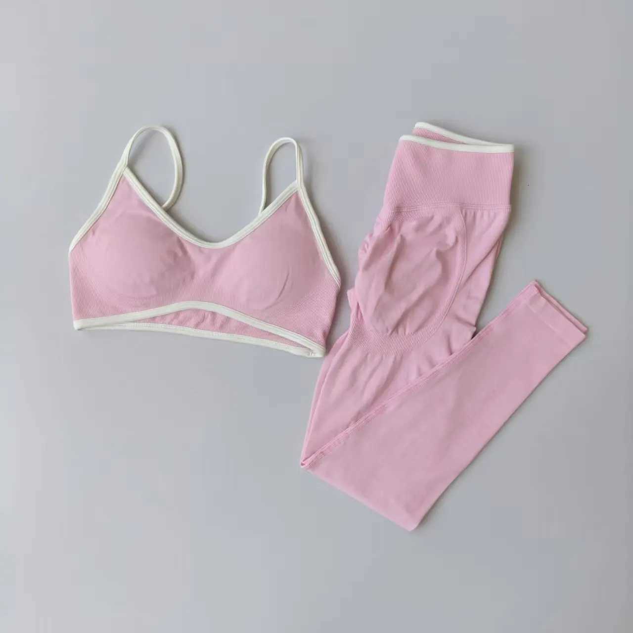 Seamless 2PCS Legging Sets Womens Strappy Sports Bras and Leggings High Waist Fitness Sculpt Leggings Running Pants Gym SuitsT251211