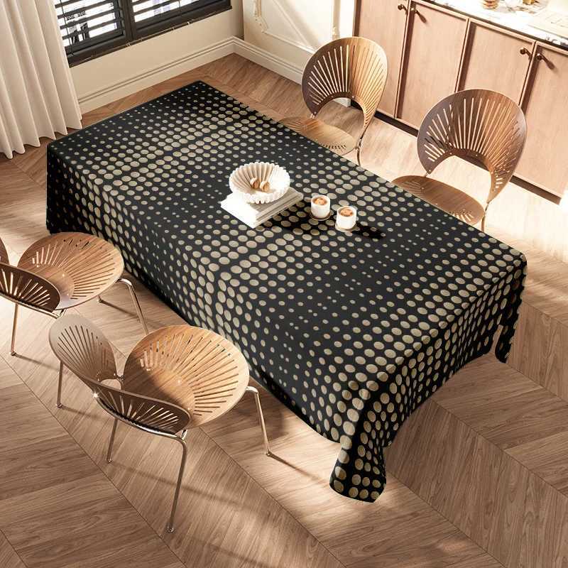 Modern Polka Dot Tablecloth - Decorative Dining Table Covers for Kitchen Home Decoration in Black Gold H251211
