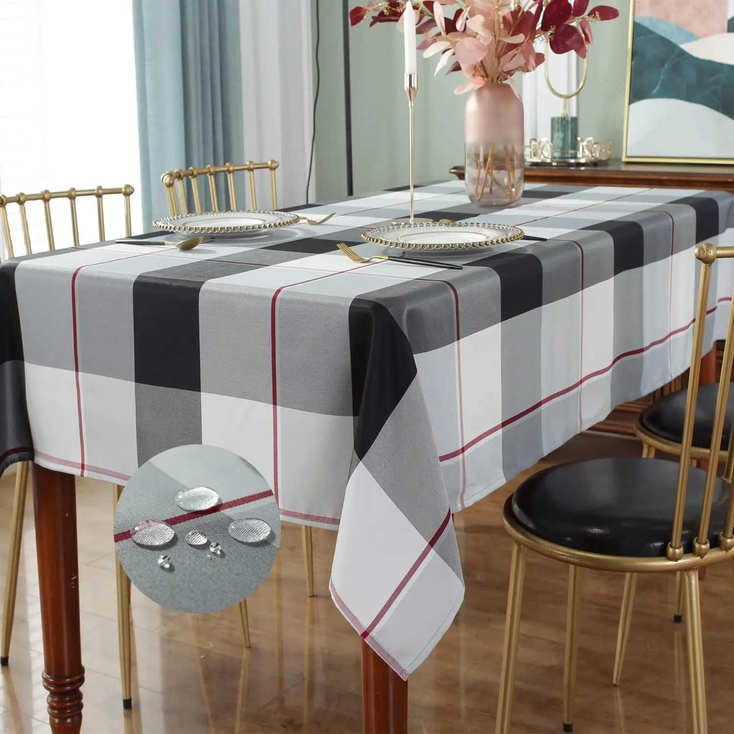 Rectangle Checkered Tablecloths Waterproof Farmhouse Indoor Outdoor Picnic Table Cover Holiday Party Kitchen Dining Table Decor H251211