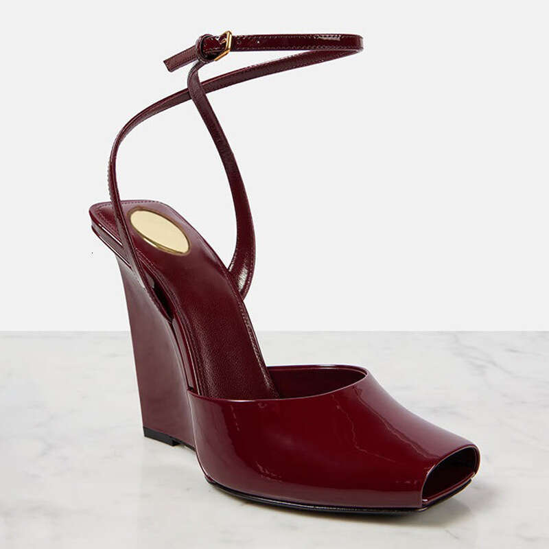 Designers sandals platform heel shoes for womens cowhide Stone pattern Patent Leather 13cm high heel designer shoe Narrow Band open toe sandal