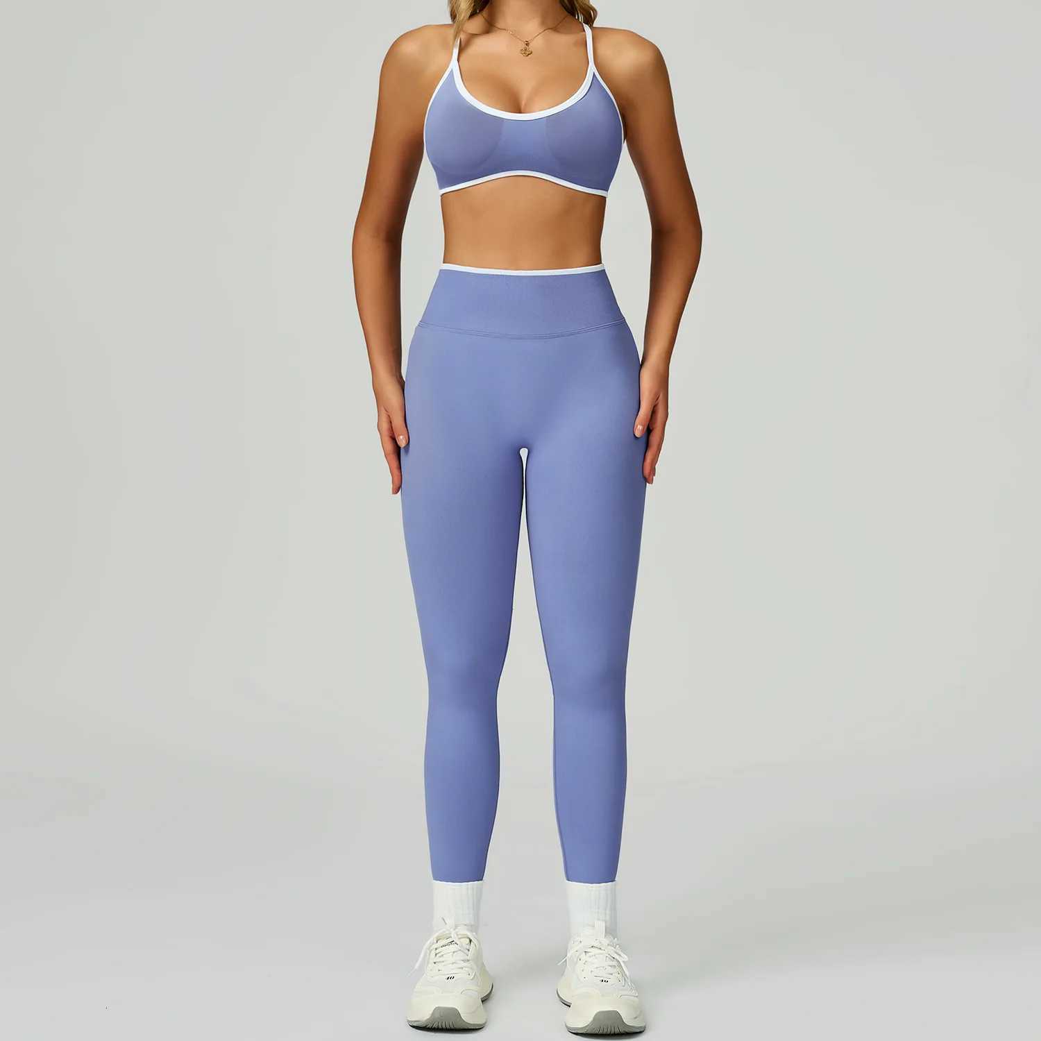 Seamless Sports Set Womens Color Blocking Fitness Clothes Yoga Sets Sportswear Workout Bra High Waist Leggings Set Gym ClothingT251211