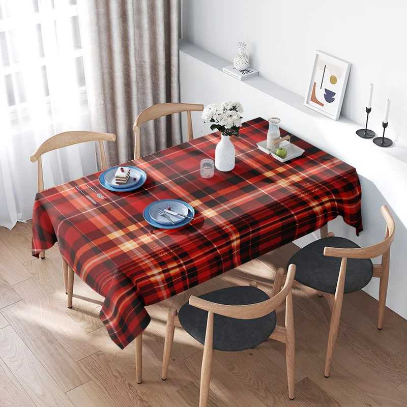 Modern Plaid Tablecloth Red Checkered Plaid Table Cover Washable Polyester Kitchen Dining Decoration Home Textiles 160X230cm G87 H251211