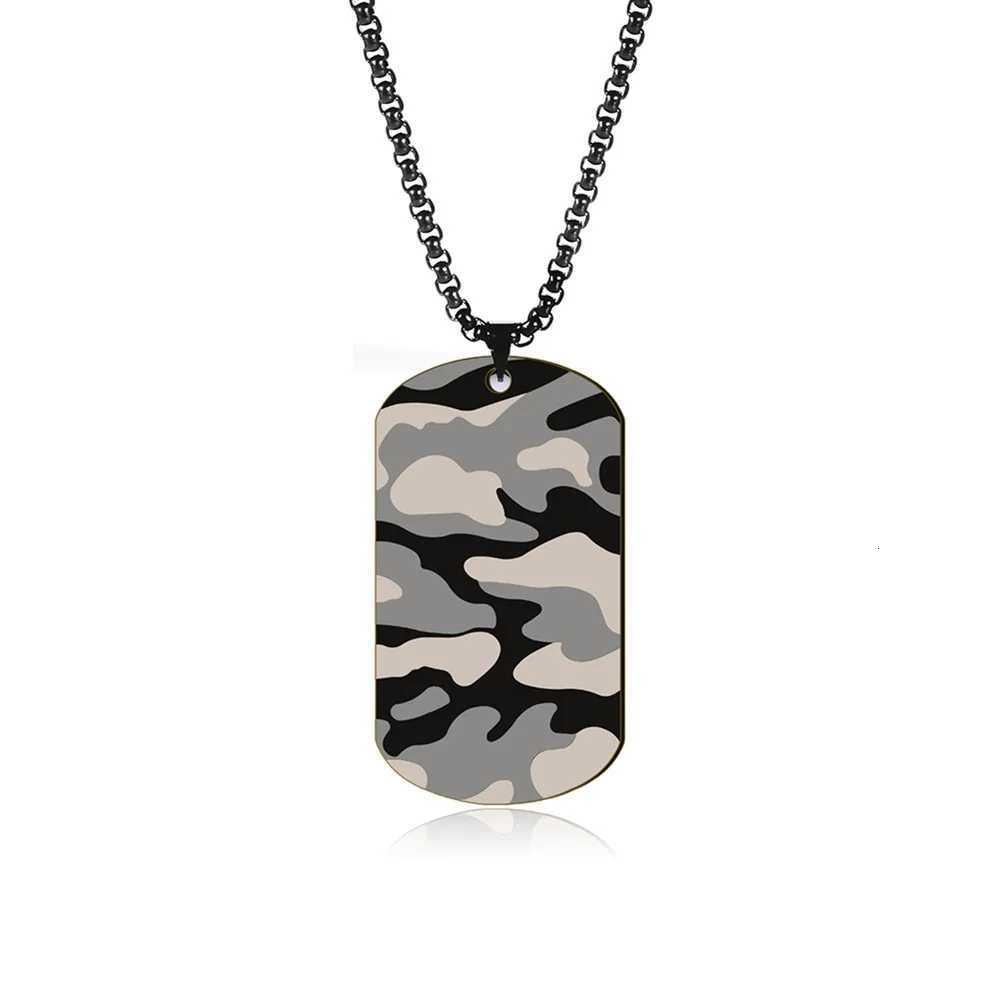 Camouflage Military Pendant Necklace for Men Stainless Steel Hip Hop Jewelry Box Chain Dog Tag Man Necklaces Fashion Gift M251211