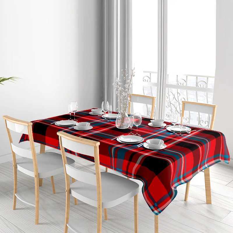 Checkered Plaid Tablecloth Decorative Mat Non-Slip Surface Washable Polyester Fabric for Home Restaurant Party Decoration Red H251211
