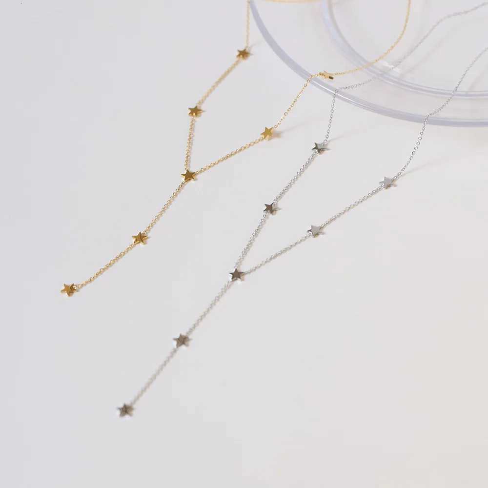 Stainless Steel Tassel Y-shaped Star Chain Necklace 18K PVD Plated Exquisite Jewelry Accessories Gift M251211