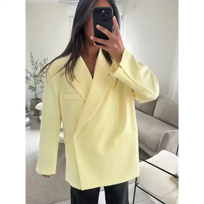 2025 Autumn Women Butter Oversized Blazer Sets Chic One Button Lapel Coats High Waist Shorts Suits Lady Commute Street Outfits 251128