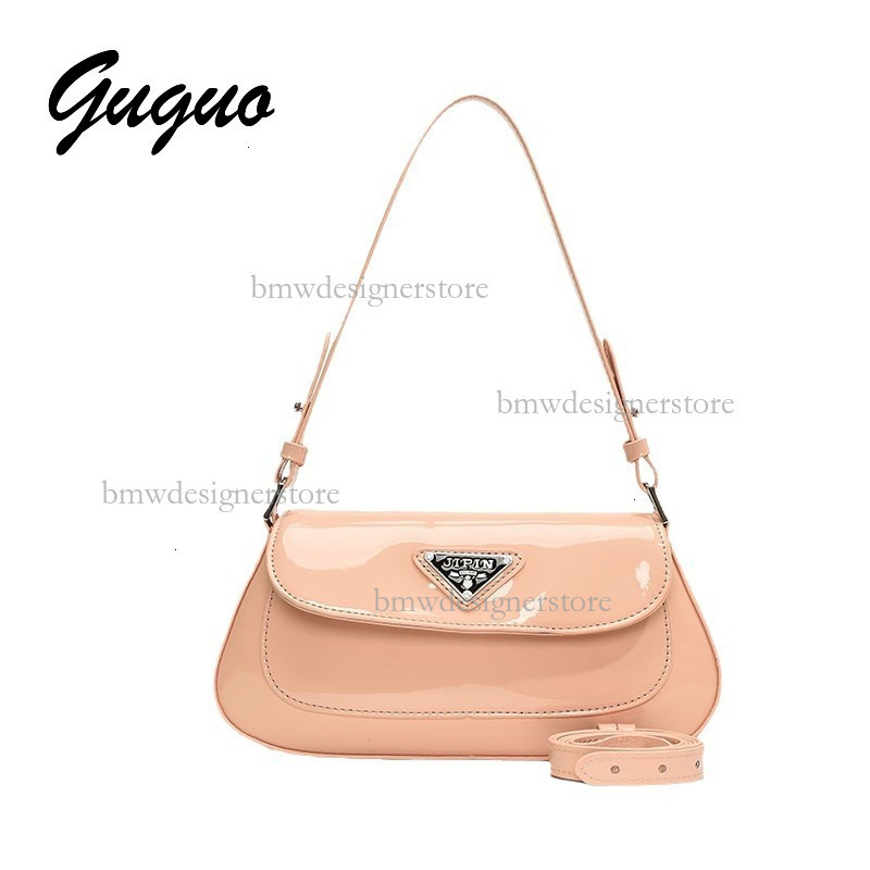 Guguo Designer Luxury Solid Color Glossy Shoulder Bag Exquisite Fashion Women's Mini Handbag Versatile Temperament High-end Trendy Crossbody Bag 