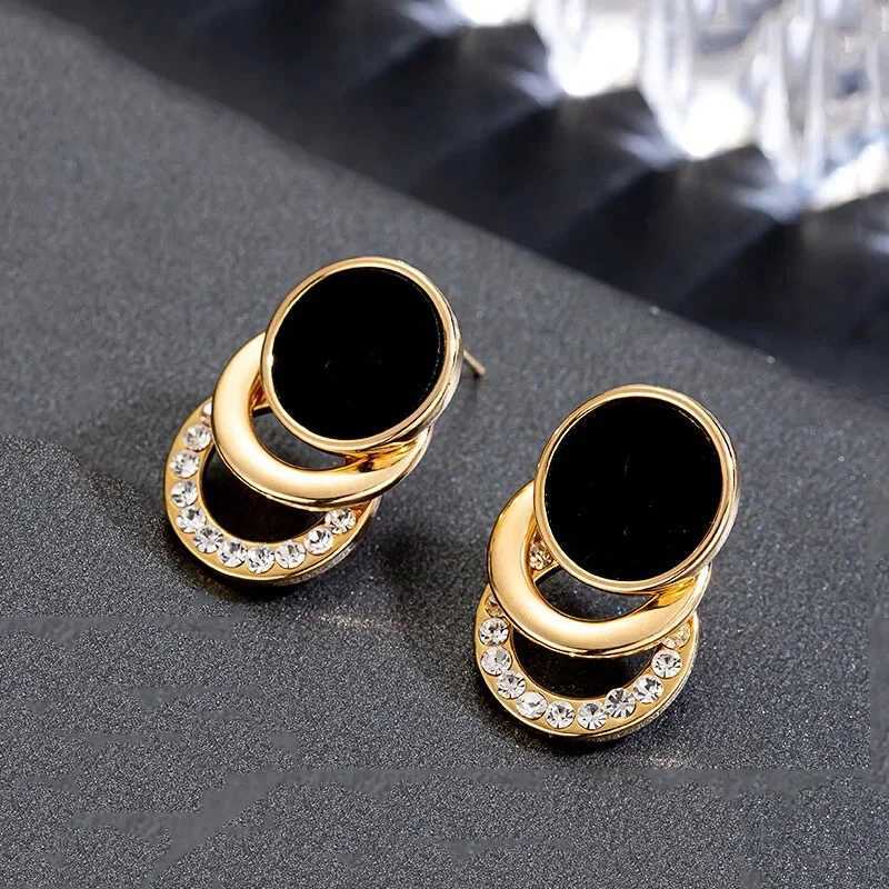 Personty Black Geetric Cpact and Simple Temperament Clip on Earrings Rhinestones All-mah Wens Gift Earrings Jewelry Y251210