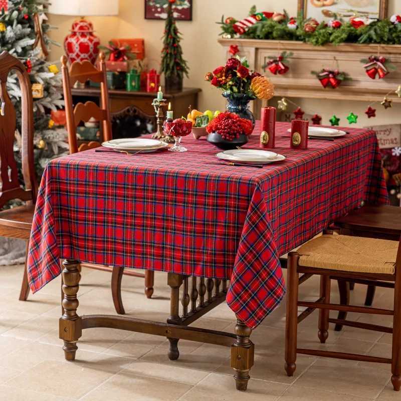 Green Plaid Christmas Tablecloth Tartan Table Cloth Decorations Winter Holiday Tablecloths for Rectangle Tables Parties Dining H251211