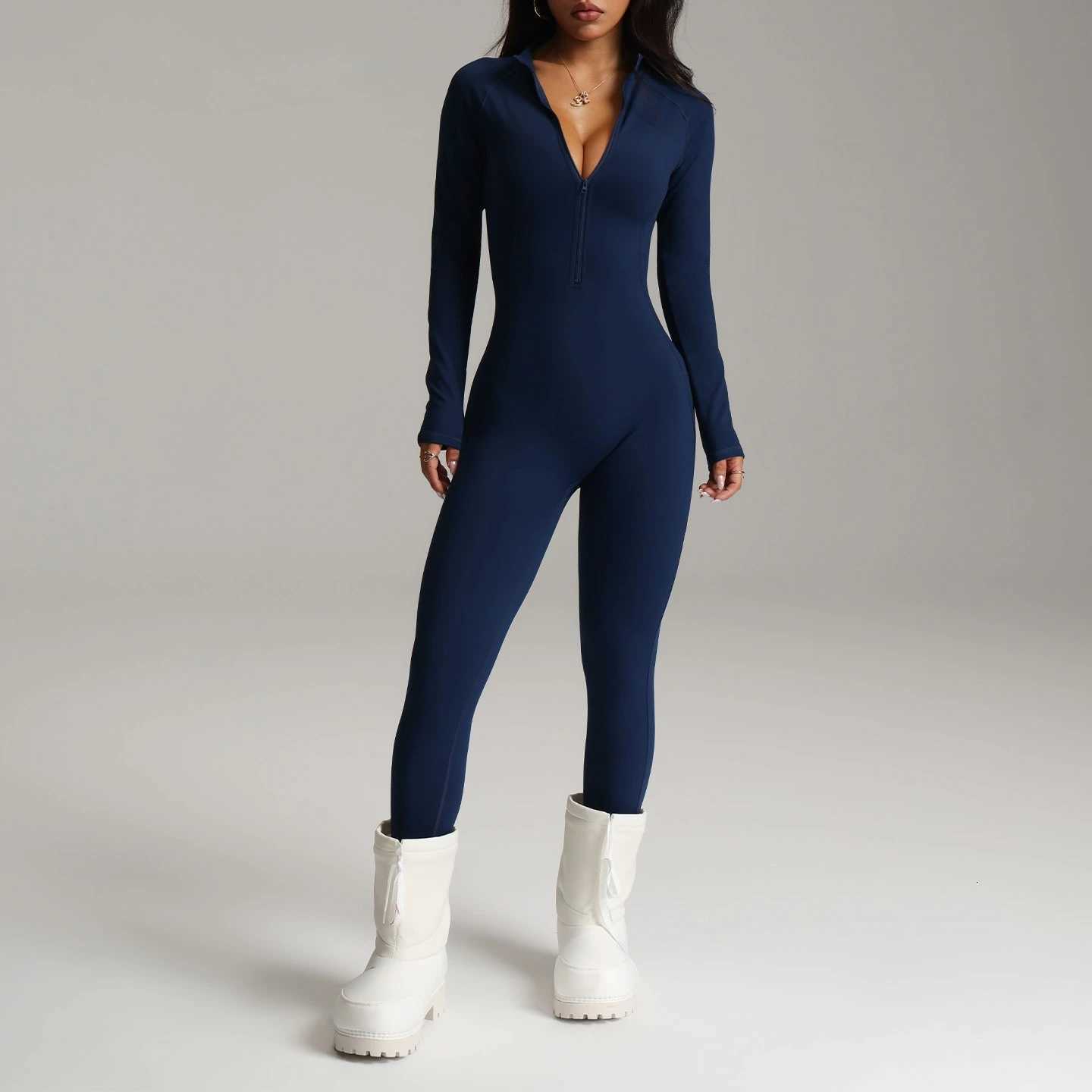 New womens sportswear long-sleeved quick-drying tight-fitting one-piece fitness yoga wear for autumn and winterT251211
