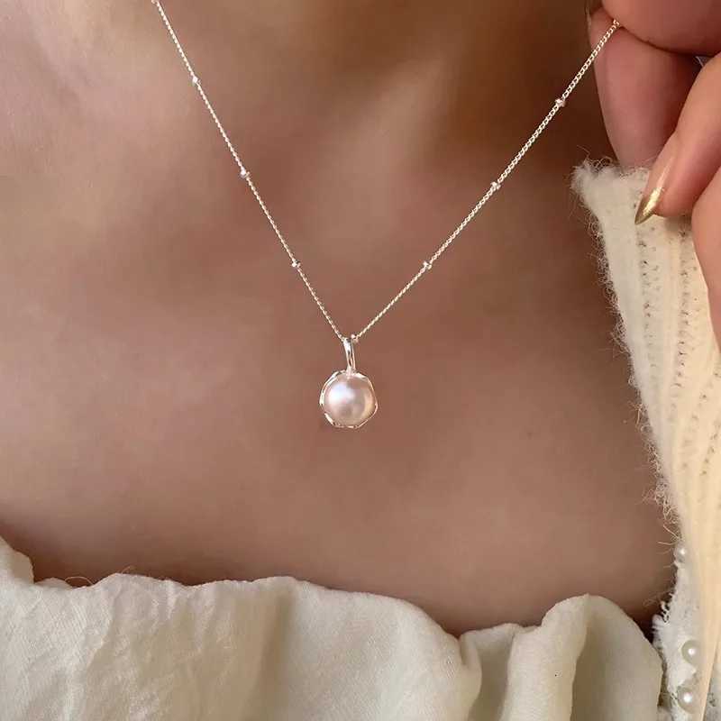New Trendy Fashion 925 Silver Pearl Simple Elegant Thin Chain Pendant Necklace for Women Girl Jewelry Dropship Wholesale M251211