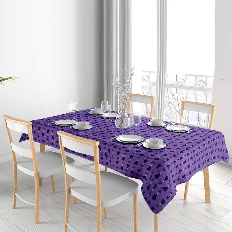 Modern Plaid Tablecloth Set Decorative Soft Velvet Dining Room Decor Purple Christmas Tree Pattern Home Decoration Throw Blanket H251211
