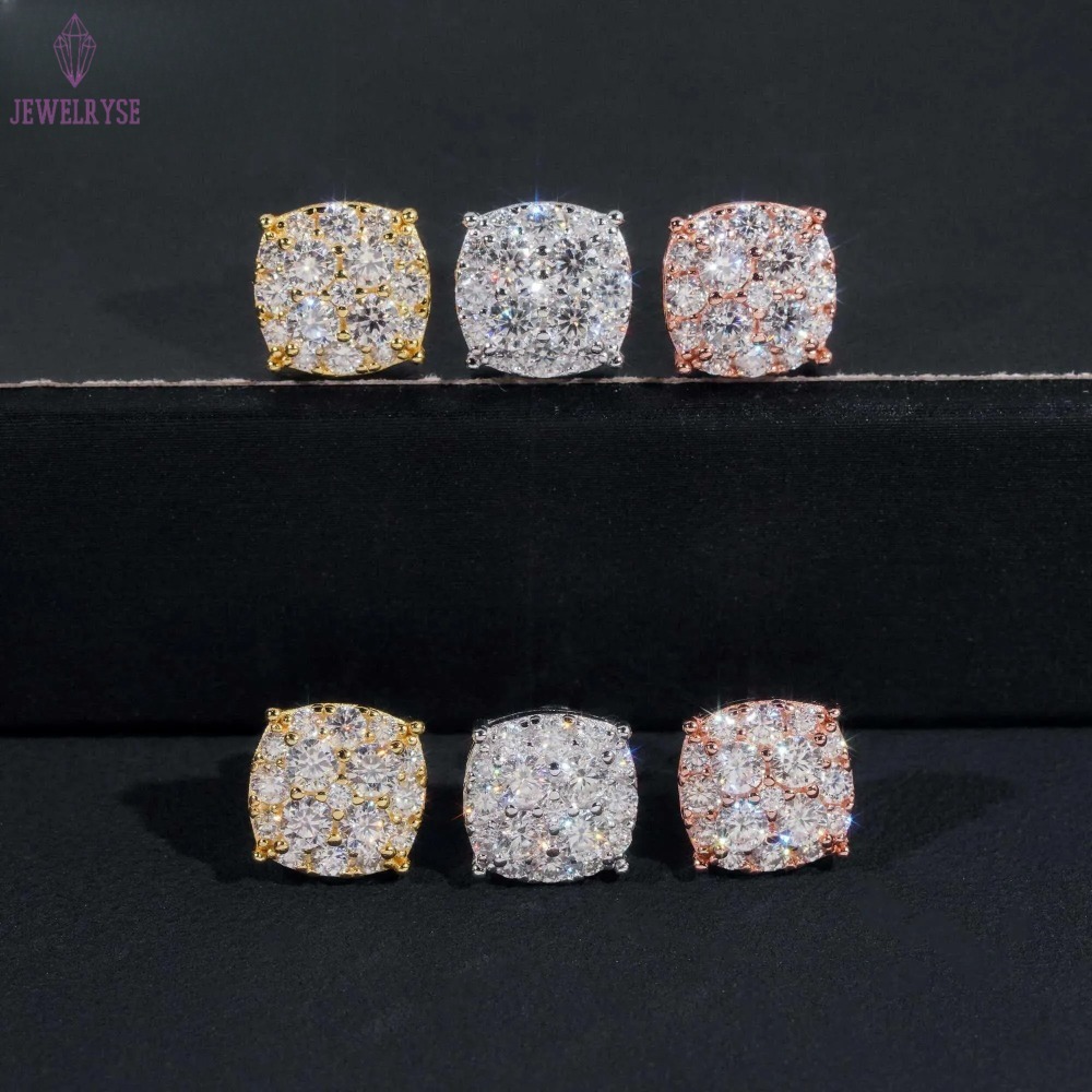 New Pass Tester GRA Certified Stocks VVS Dia Sterg Sier Hip Hop Jewelry Moissanite Stud Earrings For Men