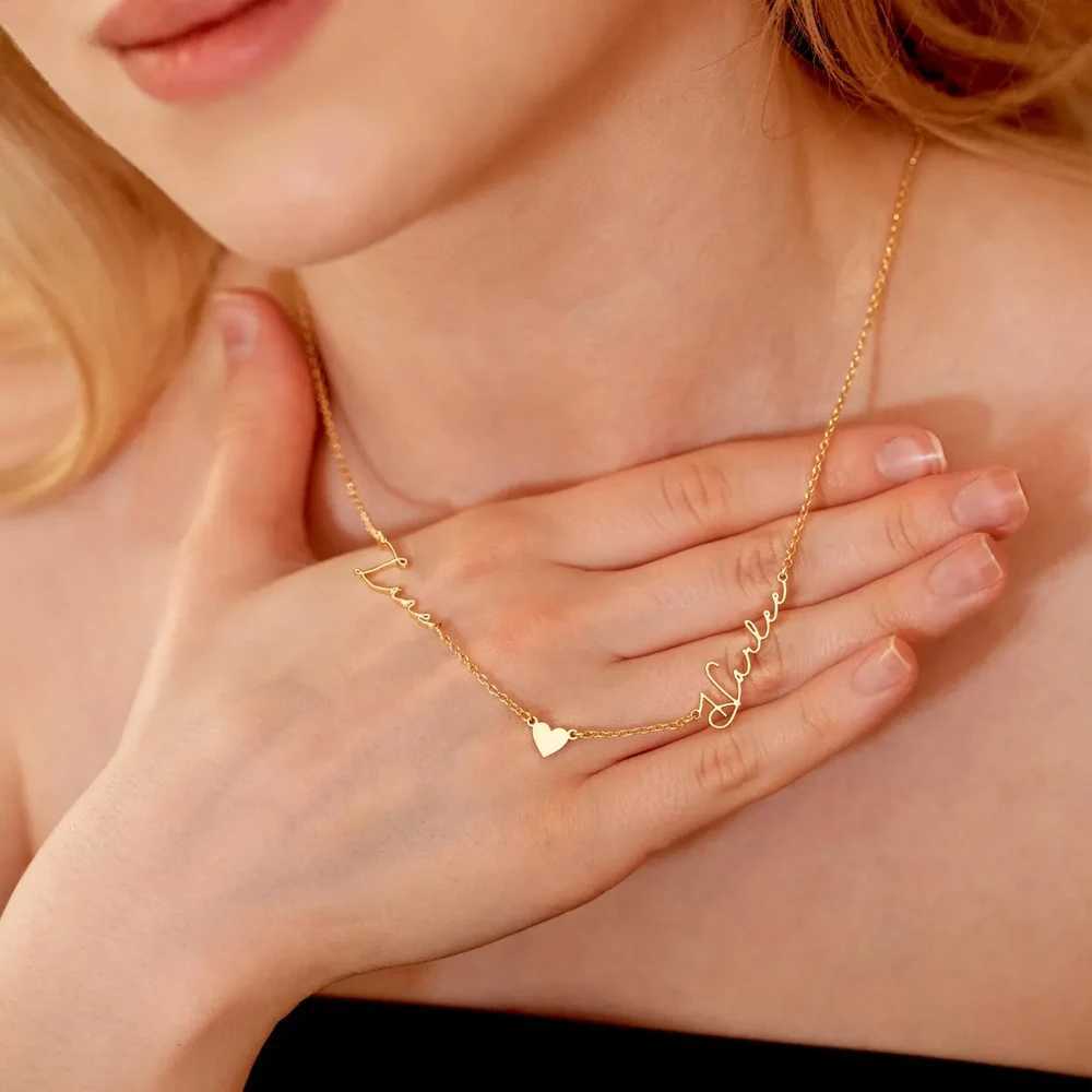 COOLTIME Custom Multiple Names Heart Necklace Stainless Steel Personalized rs Name Women Necklace Jewelry Gift Wholesale M251211